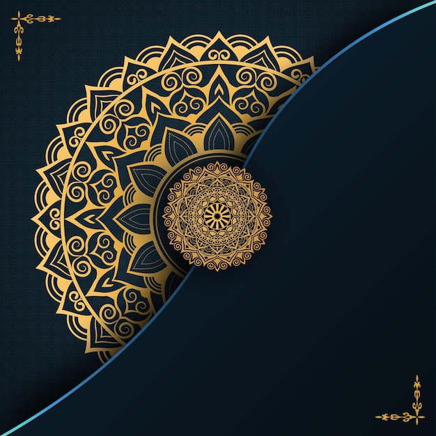 Abstract mandala art background design in gold color