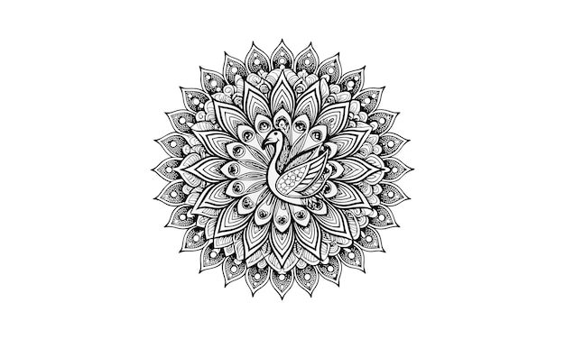 abstract mandala art outline circular basic design spiritual round vector element