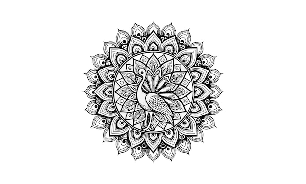 abstract mandala art outline circular basic design spiritual round vector element