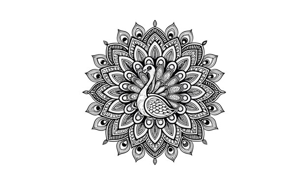 abstract mandala art outline circular basic design spiritual round vector element