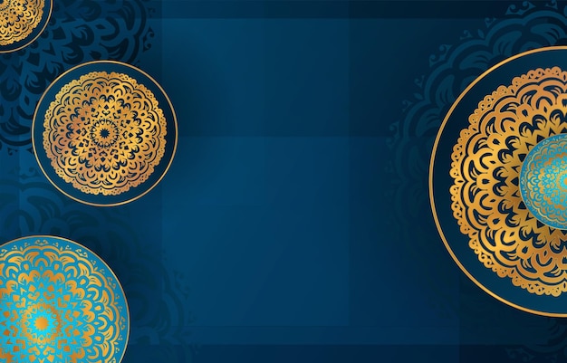 Abstract Mandala Background in Dark Blue Background