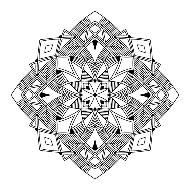 Abstract Mandala Black and white pattern for adult coloring book