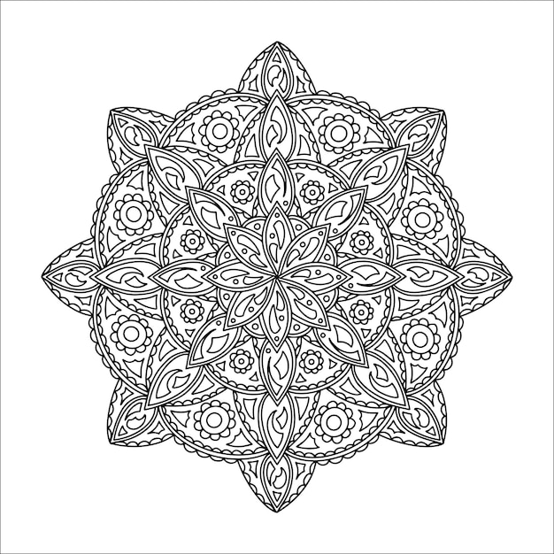 Abstract mandala Coloring book page for kids and adult