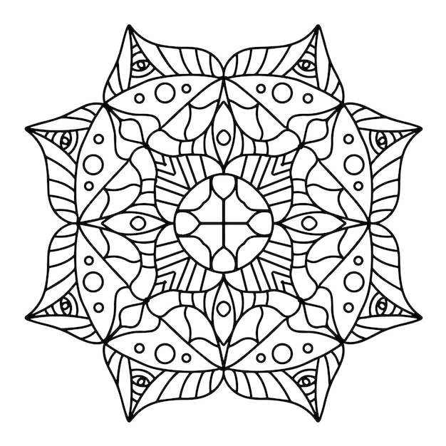 Abstract mandala floral adult coloring page