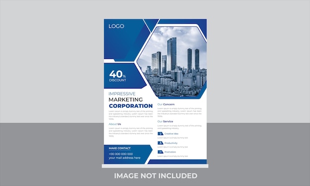 Abstract Marketing Business A4 size flyer template with photo