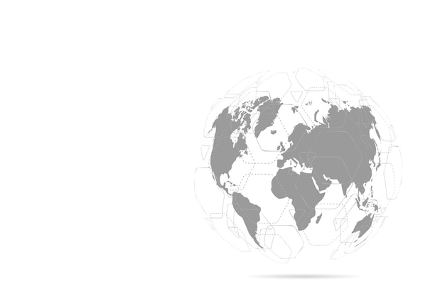 Abstract mash line and point scales with earth globe. wire frame 3d mesh polygonal network line, design sphere, dot and structure.