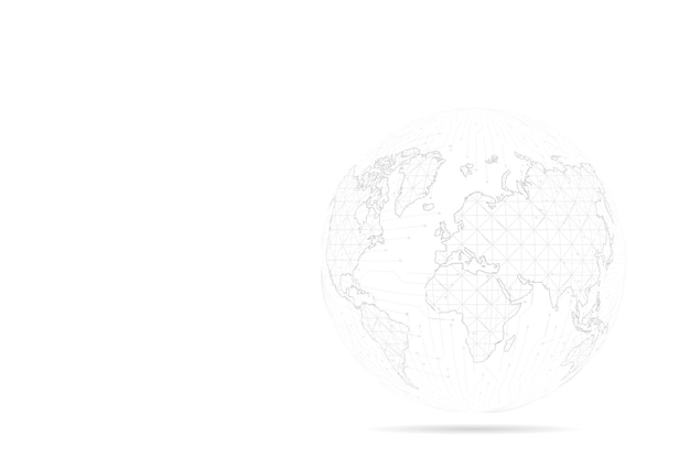 Abstract mash line and point scales with earth globe. wire frame 3d mesh polygonal network line, design sphere, dot and structure.