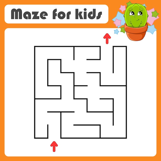 Abstract maze Game for kids Puzzle for children cartoon style Labyrinth conundrum Find the right path Cute character Vector illustration