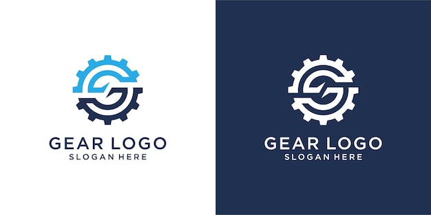 Abstract mechanical gear logo design template