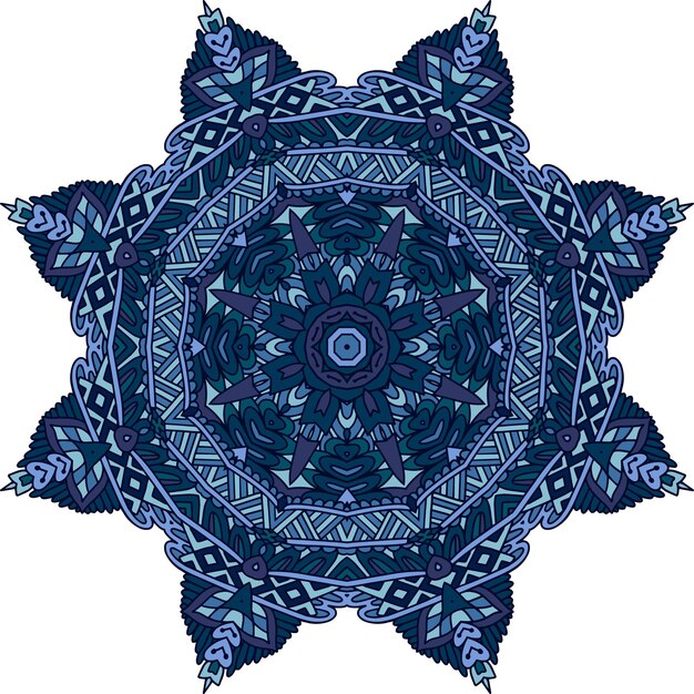 Vector abstract medallion ethnic blue geometric mandala background