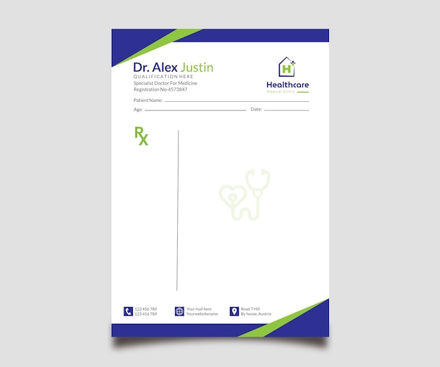 abstract medical healthcare prescription template for empty doctor letterhead pad vector