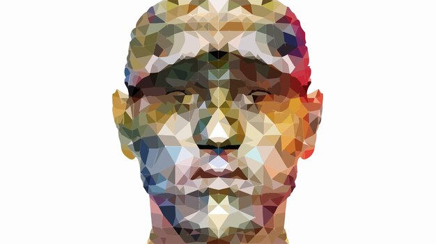 Vector abstract mesh soldier head model with triangle mosaic icon