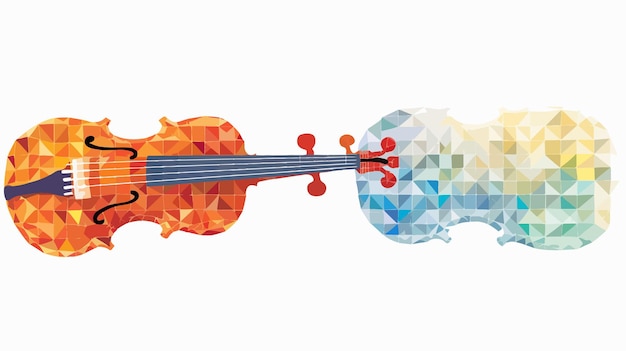 Vector abstract mesh violin model with triangle mosaic icon