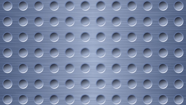 Vector abstract metal background with holes in blue colors