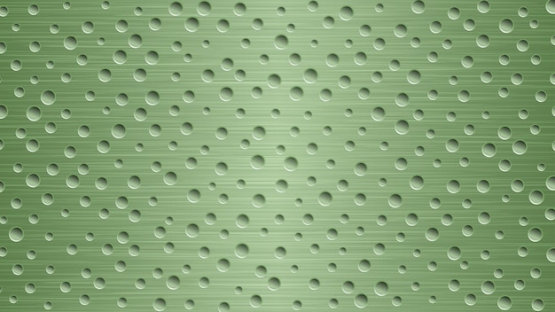 Abstract metal background with holes in light green colors