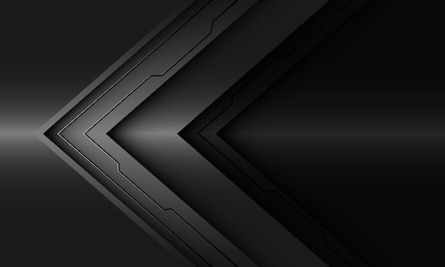 Abstract metallic arrow black line circuit cyber direction geometric future technology background