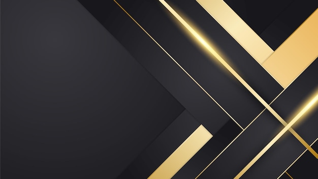 Abstract minimal black background with gold lines