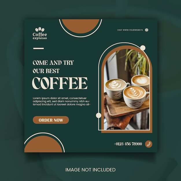 Abstract minimal flat coffee shop instagram post design templates