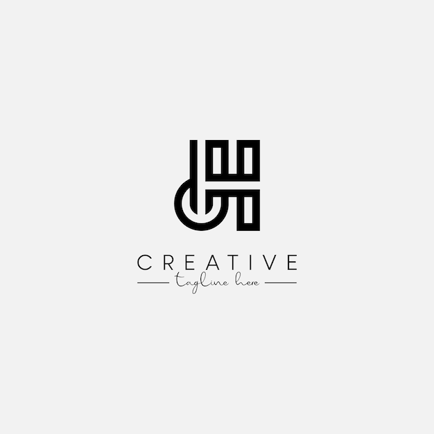 Abstract Minimal Letter DH HD Initial Based Stylish Monogram Logo Design Vector