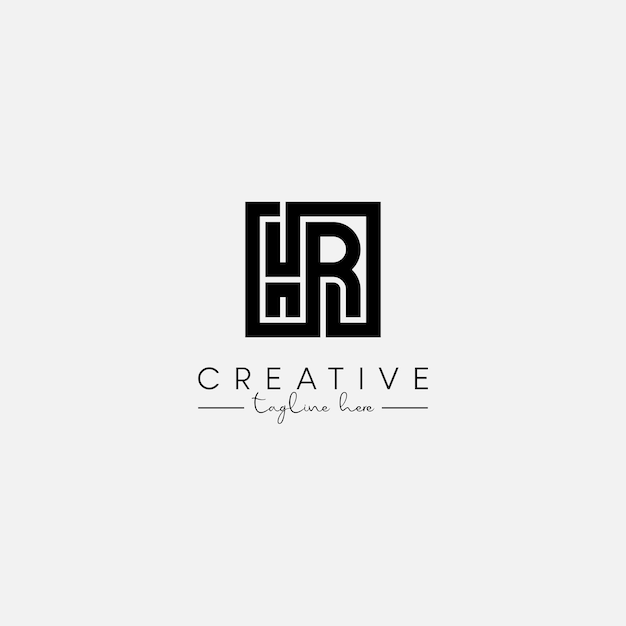 Vector abstract minimal letter hr rh initial based stylish monogram logo design vector