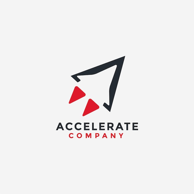 Abstract minimalist accelerate rocket logo icon vector template with negative space style