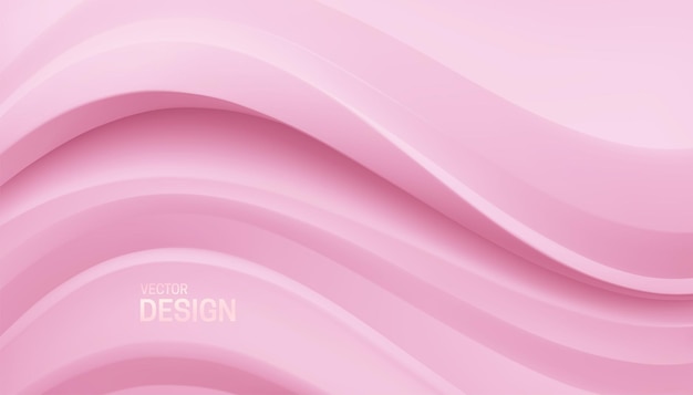 Vector abstract minimalist background with curvy soft pink relief