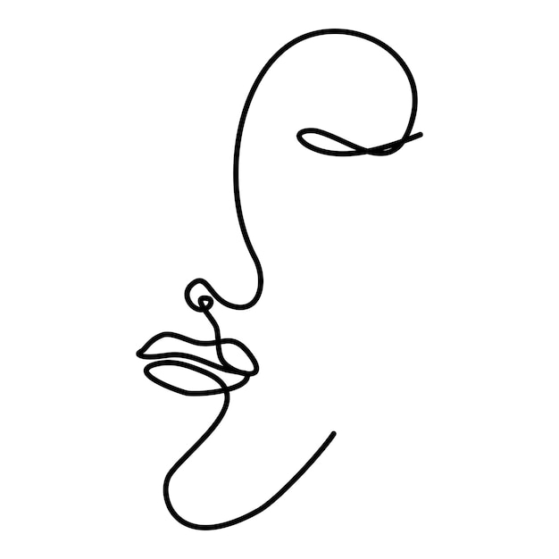 Abstract minimalist continuous line drawing Portrait of woman face