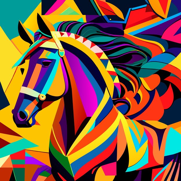 Abstract Minimalist Horse Design Drawing