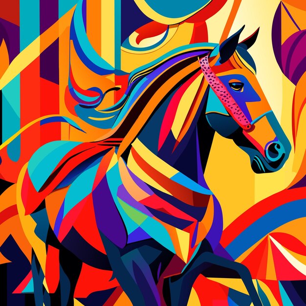 Abstract Minimalist Horse Design Drawing