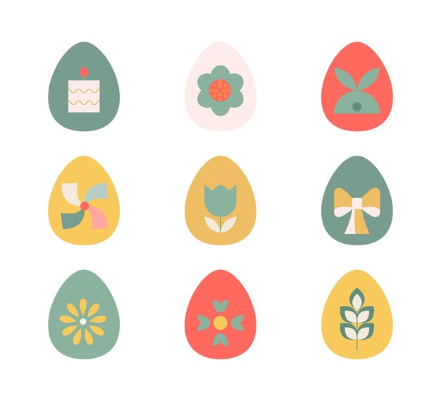 Vector abstract minimalistic easter eggs with simple elements