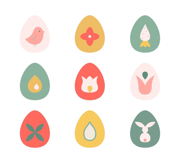 Vector abstract minimalistic easter eggs with simple elements