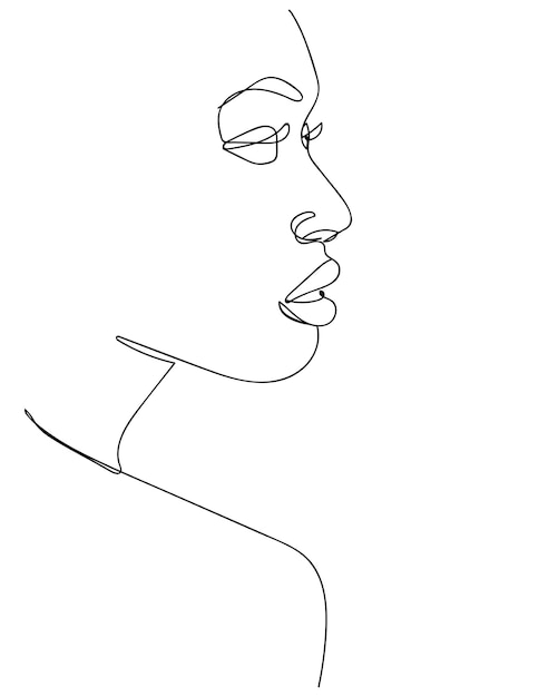 Abstract minimalistic linear sketch. Woman face. - Vector illustration