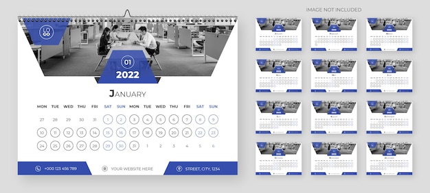 Abstract modern 2022 desk calendar template