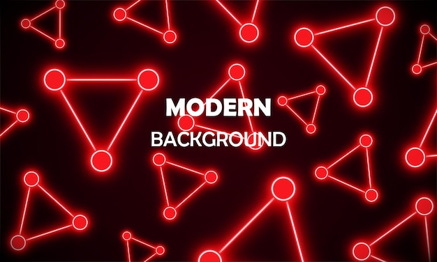 Abstract modern background shining neon red molecular pattern geometric abstract molecule