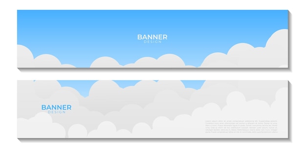 abstract modern banners with blue and white cloud background