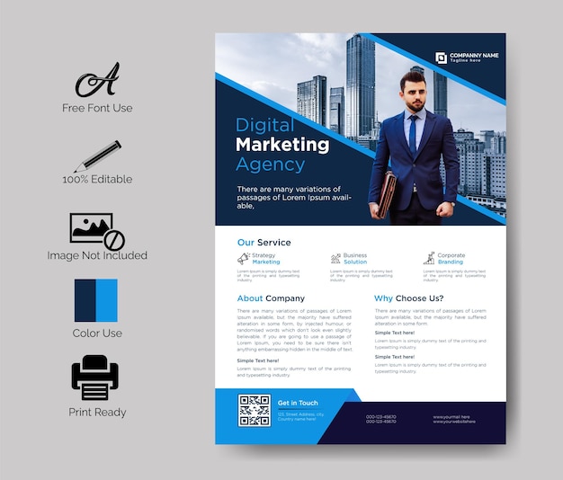 Abstract modern business flyer design template premium vector