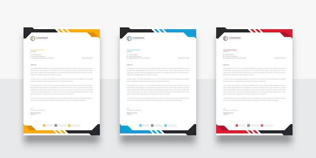 Abstract modern colorful business company letterhead template