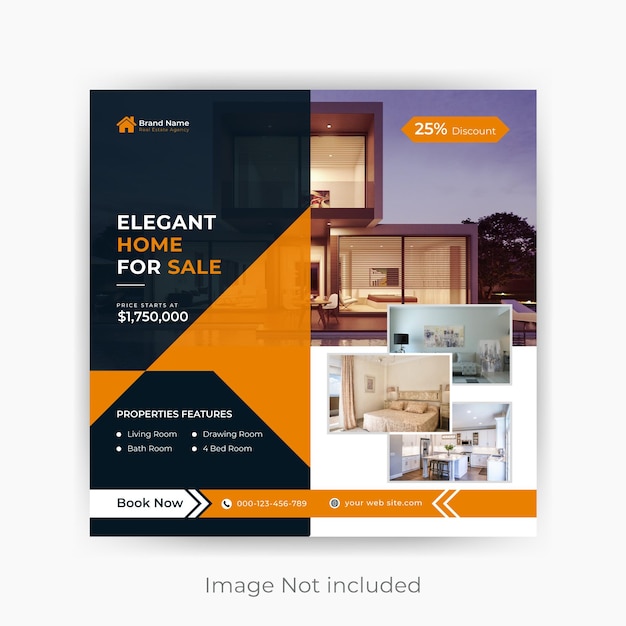 Abstract modern creative real estate social media post template and web banner design