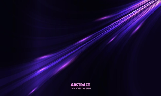 Abstract modern dark purple futuristic background with light pink neon rays and flowing lines