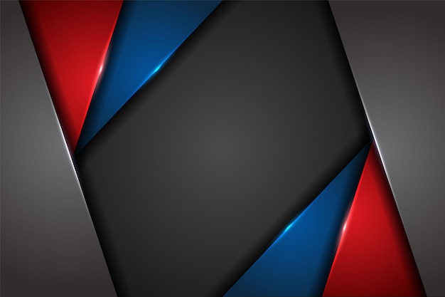 Abstract Modern Diagonal Overlap Metallic Glow Blue and Red on Grey Background