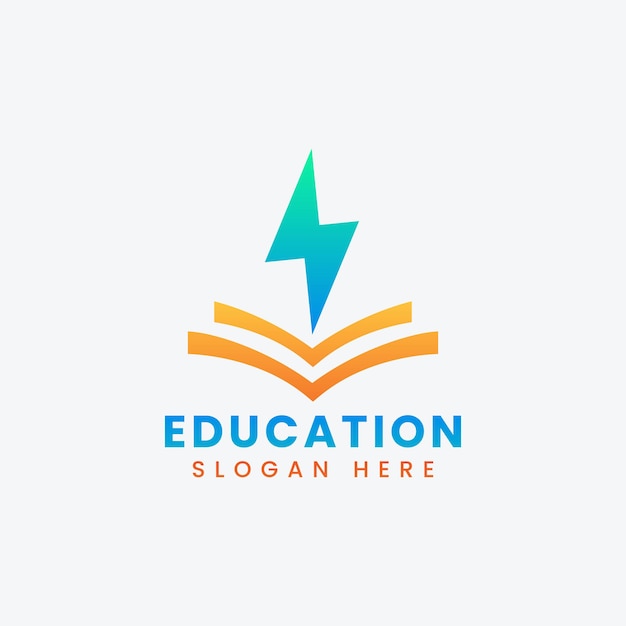 Abstract modern educational book logo design Colorful gradient spark book logo template