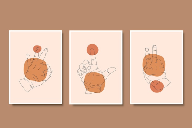 abstract modern hand gesture wall art illustration