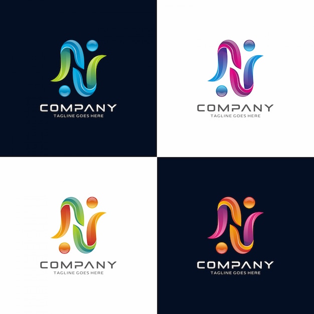 Abstract, modern, letter N logo design.