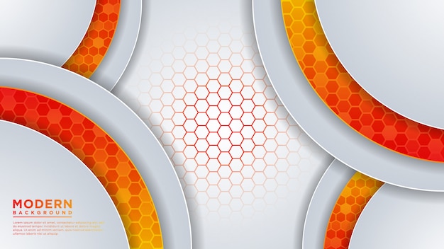 Abstract modern orange  hexagon circle background