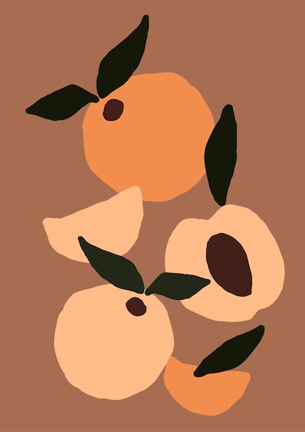 Abstract modern peach fruits