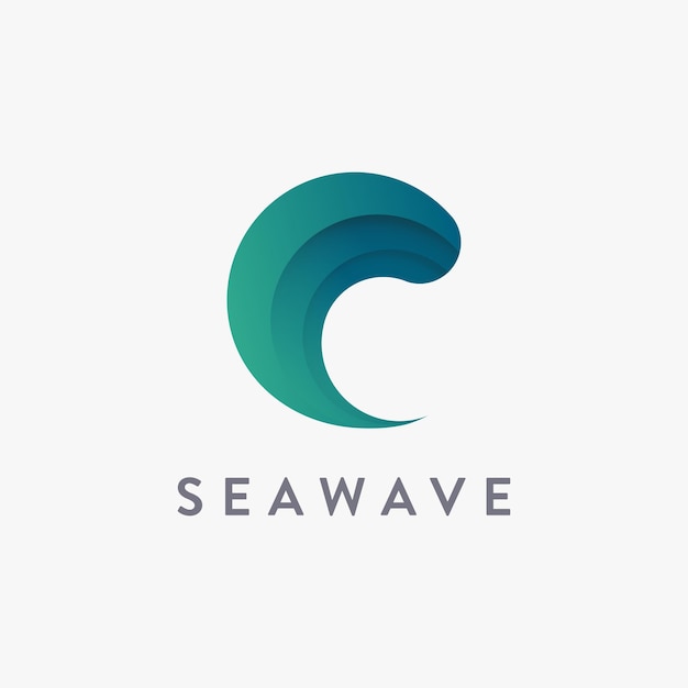 Abstract modern sea wave logo icon vector template on white background