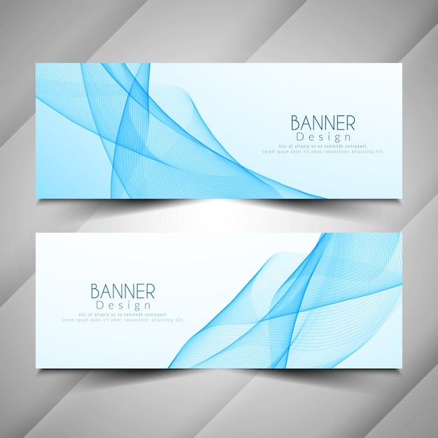 Abstract modern wave style banners set