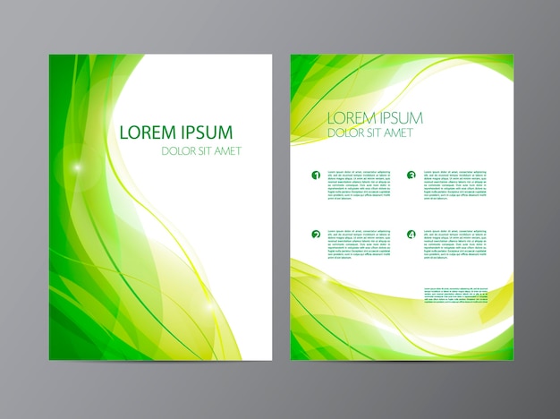  abstract modern wavy green flowing flyer, brochure