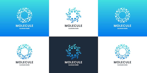 Abstract molecule with circle shape logo design collection