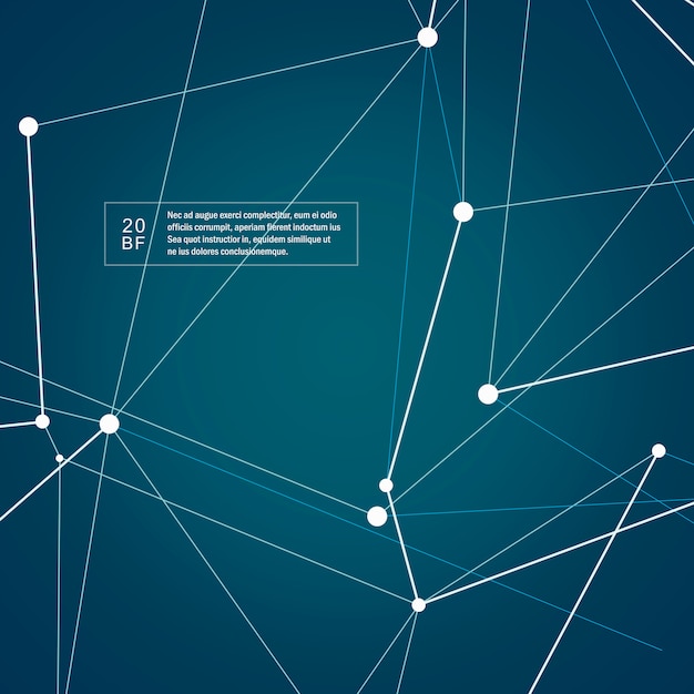 Abstract molecules technology structure with polygonal shapes on dark blue background